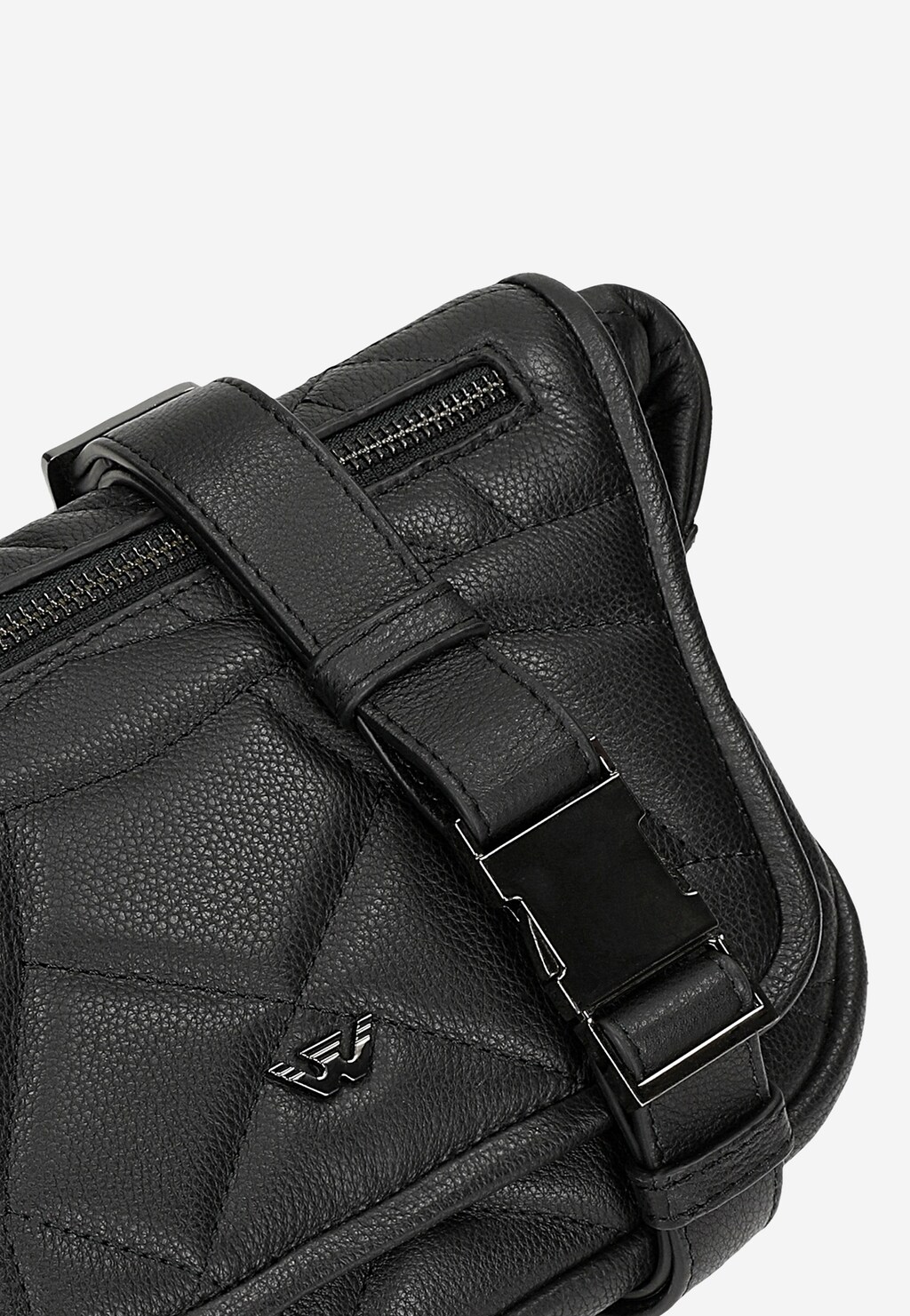 Čierna kožená ľadvinka s prešívaným geometrickým vzorom 80421-51 Widok 6