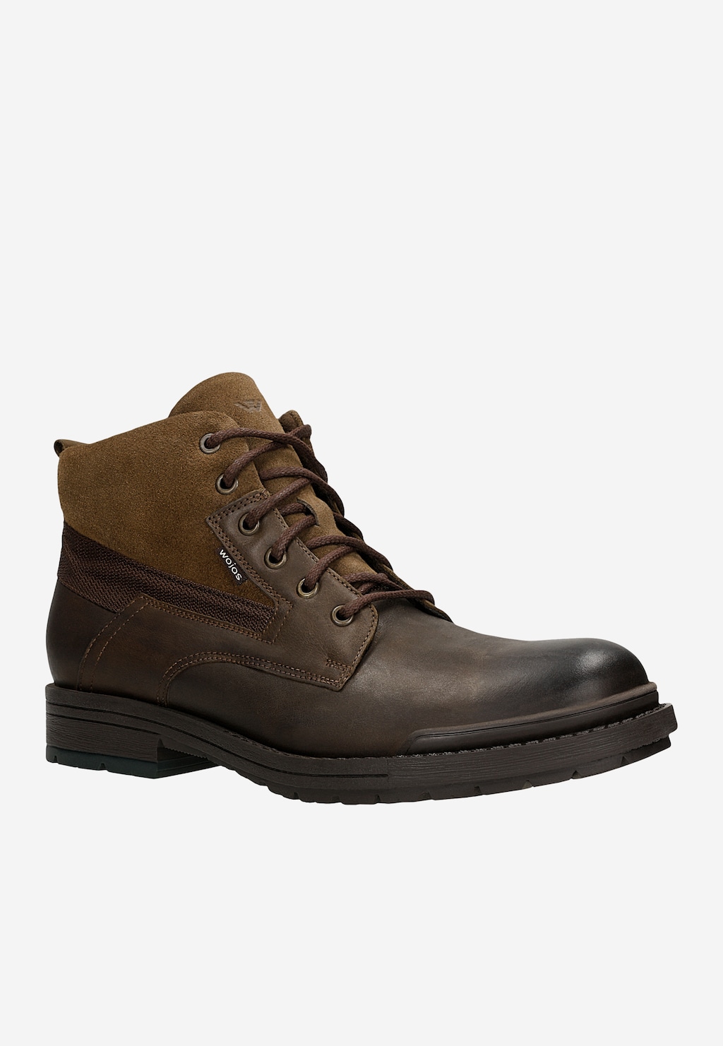 Pánské kotníkové boty z hladké hnědé kůže a veluru 24033-72 Widok 3