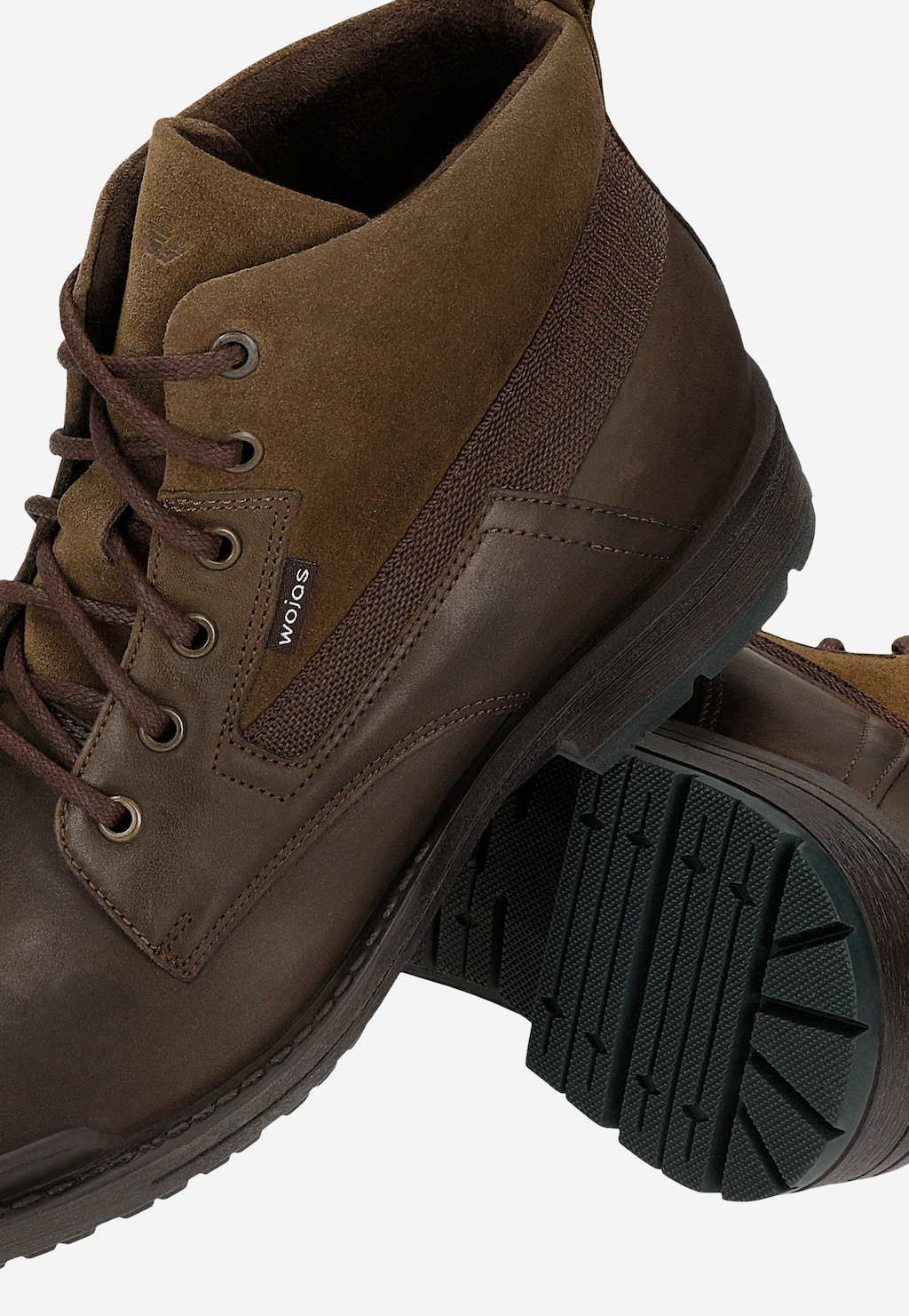 Pánské kotníkové boty z hladké hnědé kůže a veluru 24033-72 Widok 7