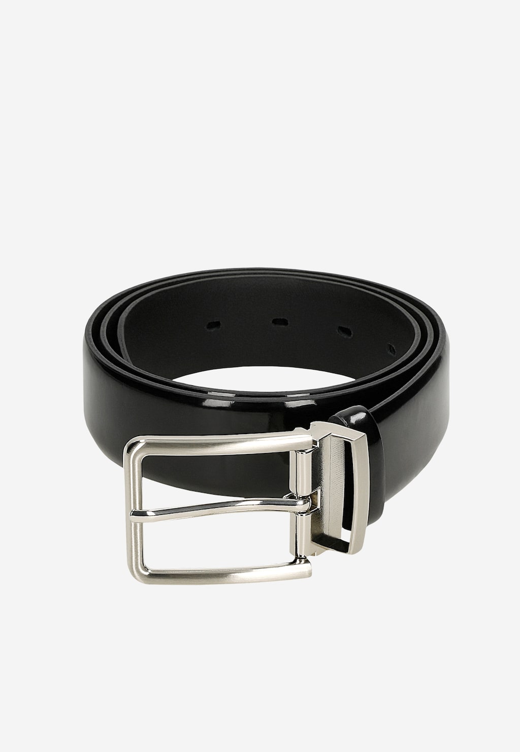 Černý lakovaný pánský pásek se stříbrnou přezkou 93127-31 Widok 5