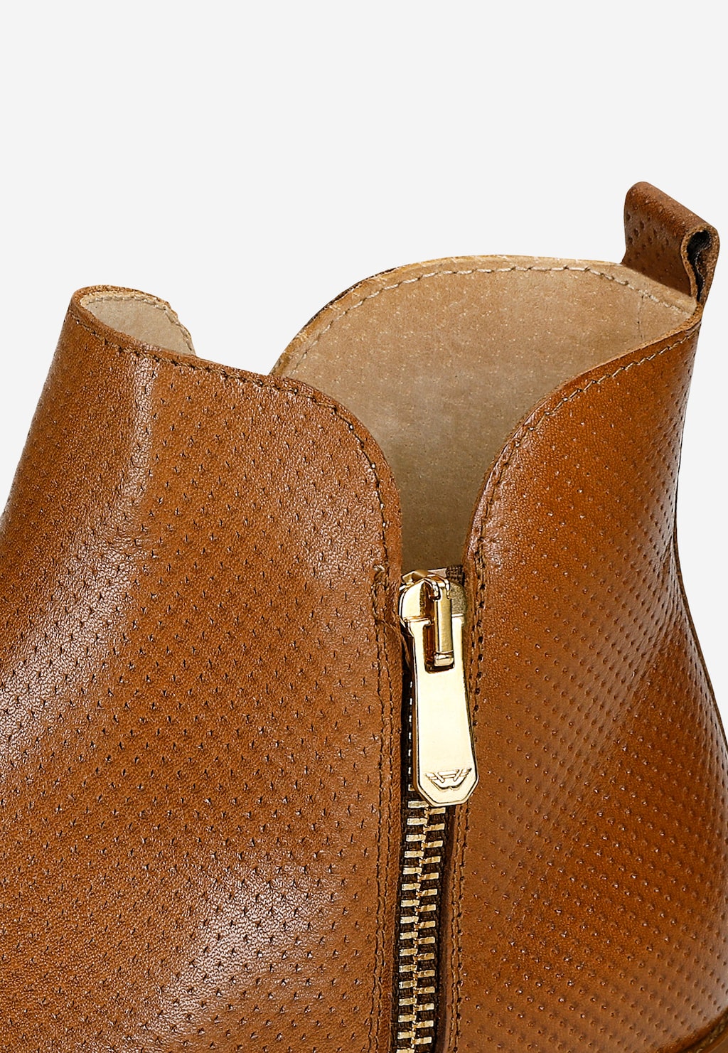 Hnědé kožené dámské kotníčkové boty na zip 55300-52 Widok 6