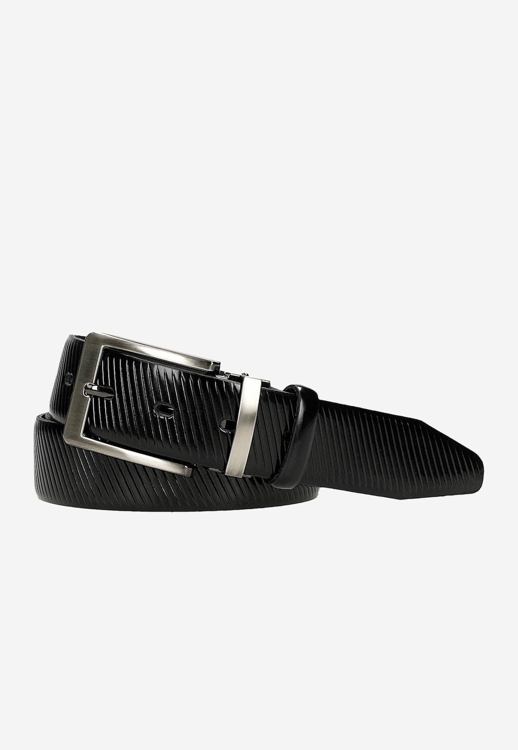 Černý pánský pásek s texturou z lakované kůže 93124-31 Widok 1