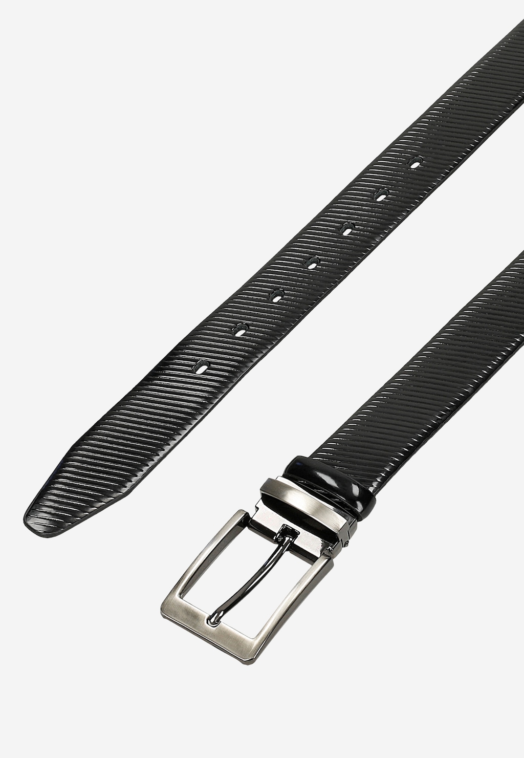 Černý pánský pásek s texturou z lakované kůže 93124-31 Widok 4
