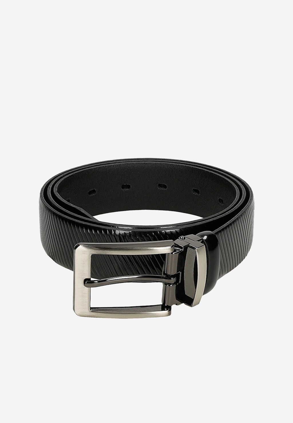 Černý pánský pásek s texturou z lakované kůže 93124-31 Widok 5