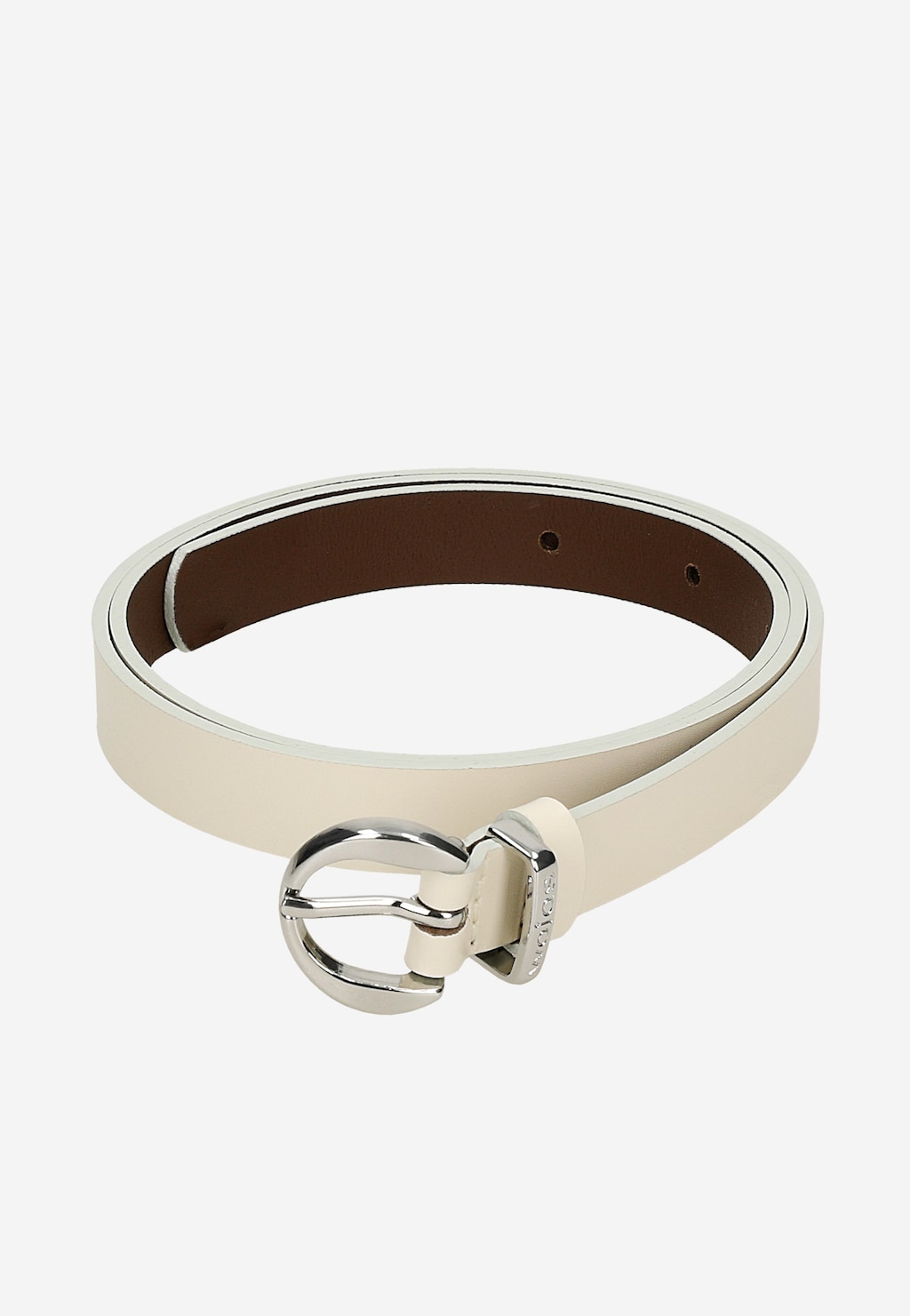 Světle béžový dámský kožený pásek se stříbrnou sponou 93094-54 Widok 5