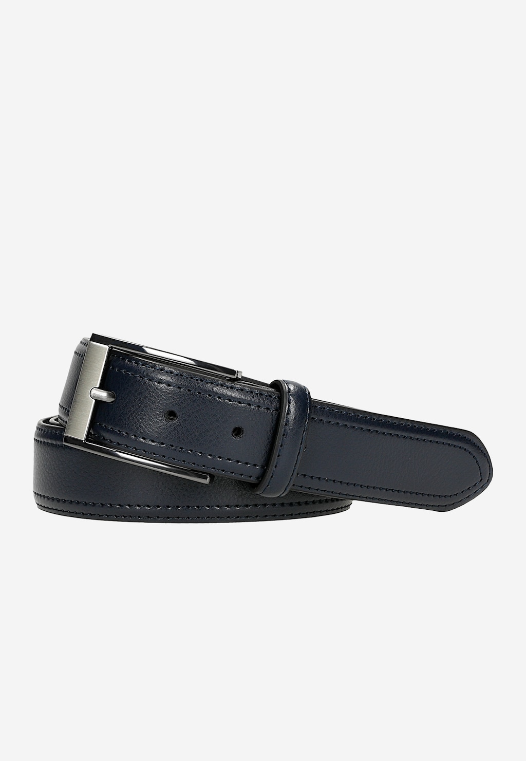 Tmavě modrý kožený pánský pásek s otevřenou sponou 93119-56 Widok 2