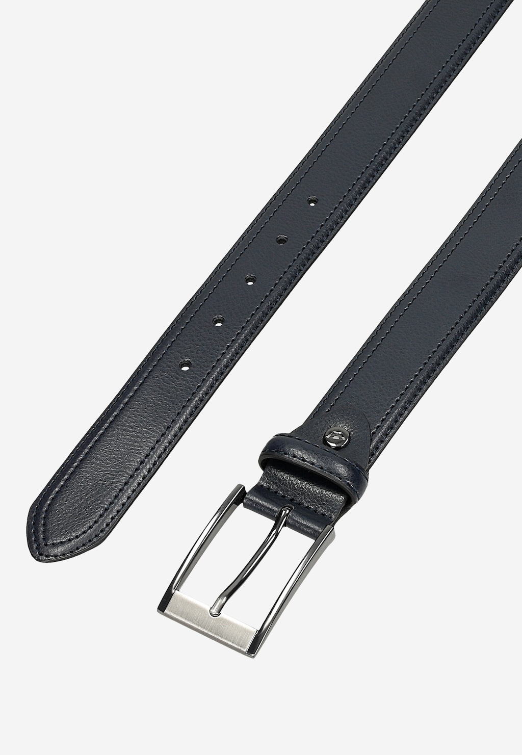 Tmavě modrý kožený pánský pásek s otevřenou sponou 93119-56 Widok 5