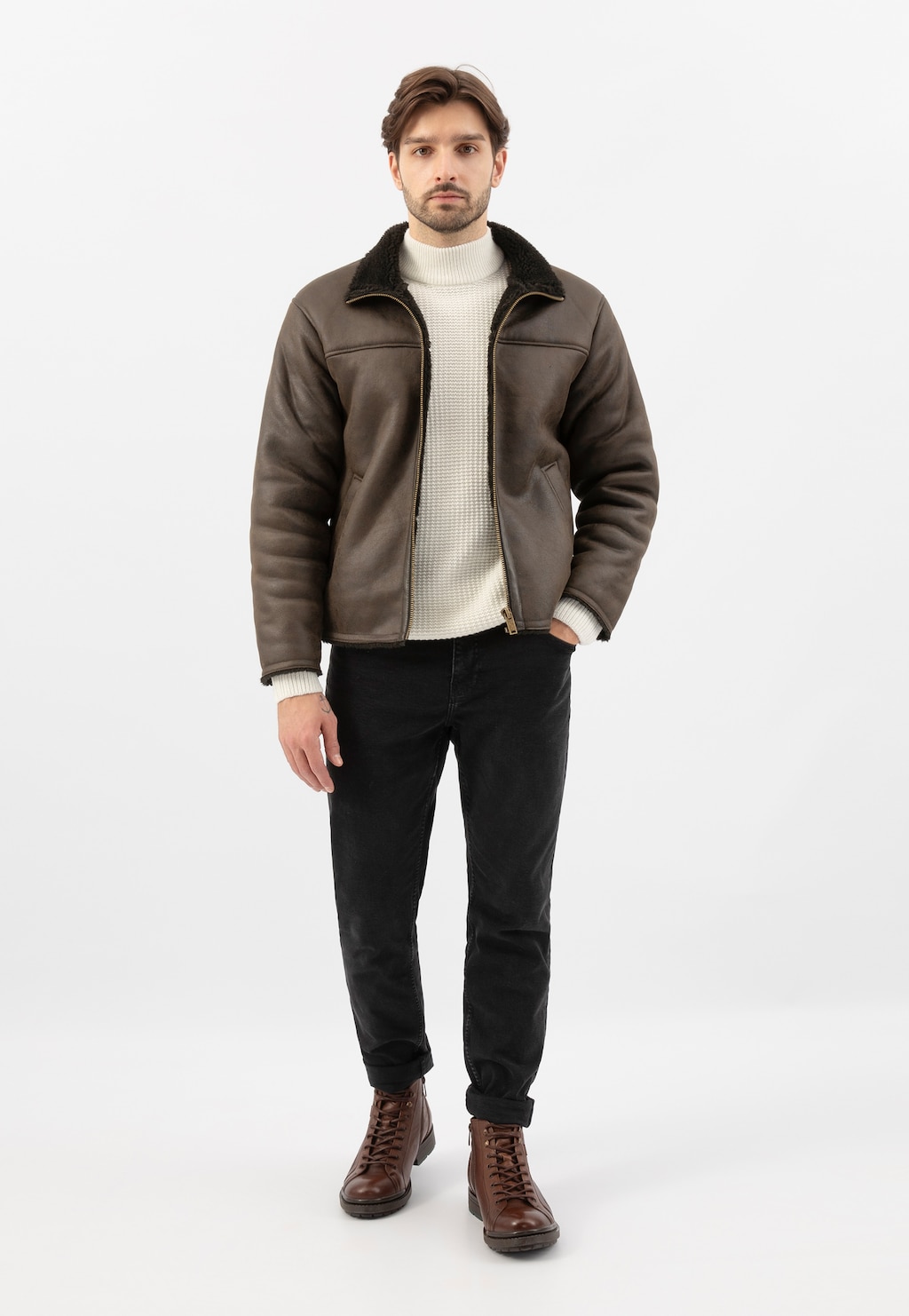 Hnědé pánské šněrovací boty z hladké kůže 24111-52 Widok 9