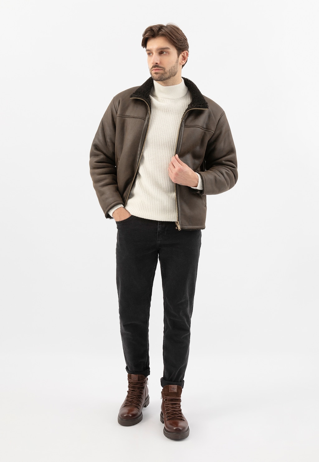 Hnedé pánske kožené workery 24108-72 Widok 9