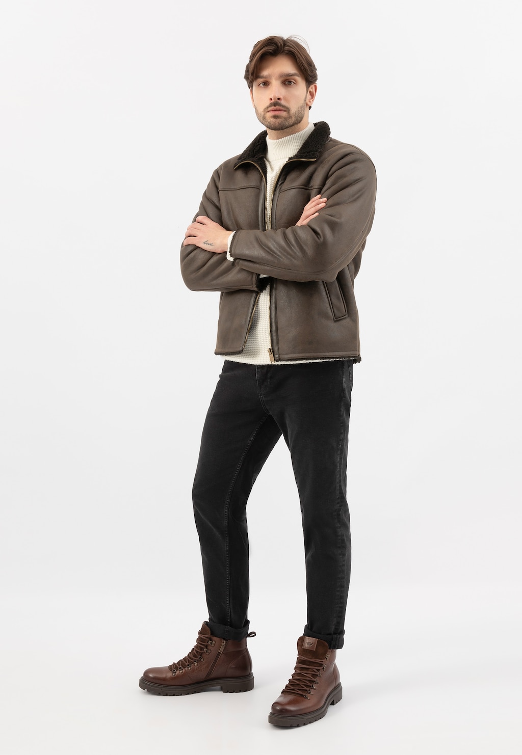 Hnedé pánske kožené workery 24108-72 Widok 1