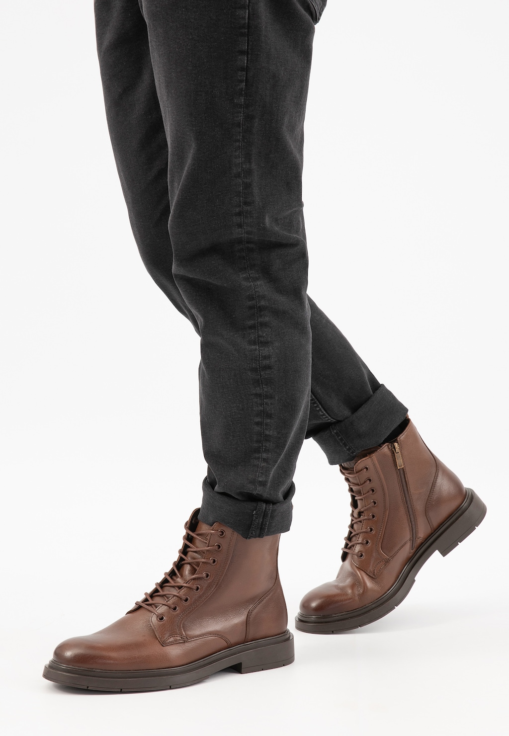 Hnědé pánské zateplené kožené boty 24106-52 Widok 7