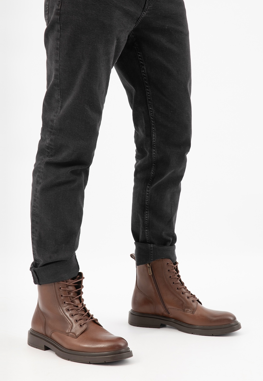 Hnědé pánské zateplené kožené boty 24106-52 Widok 8