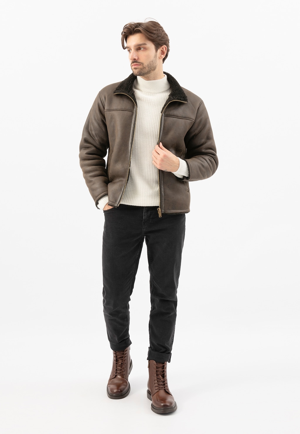 Hnědé pánské zateplené kožené boty 24106-52 Widok 9