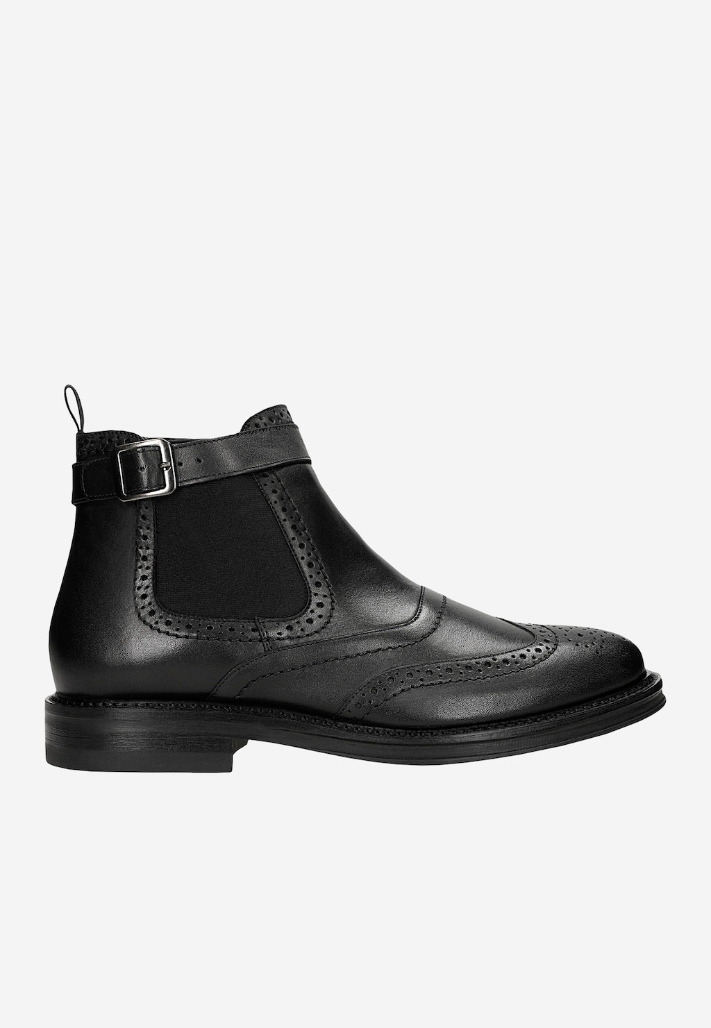Černé pánské chelsea boty s dekorativním brogováním 20045-51 Widok 2