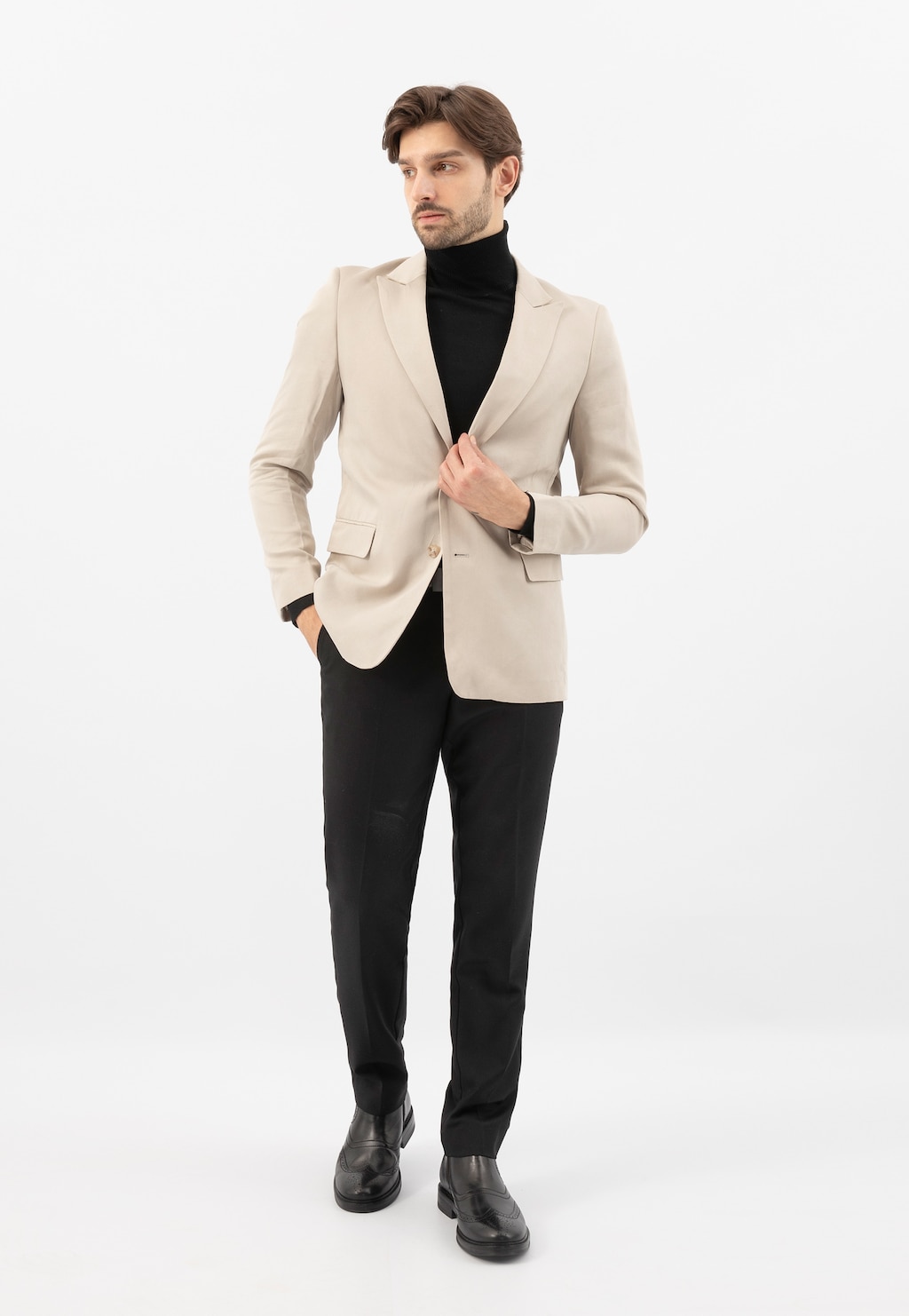 Černé pánské chelsea boty s dekorativním brogováním 20045-51 Widok 8