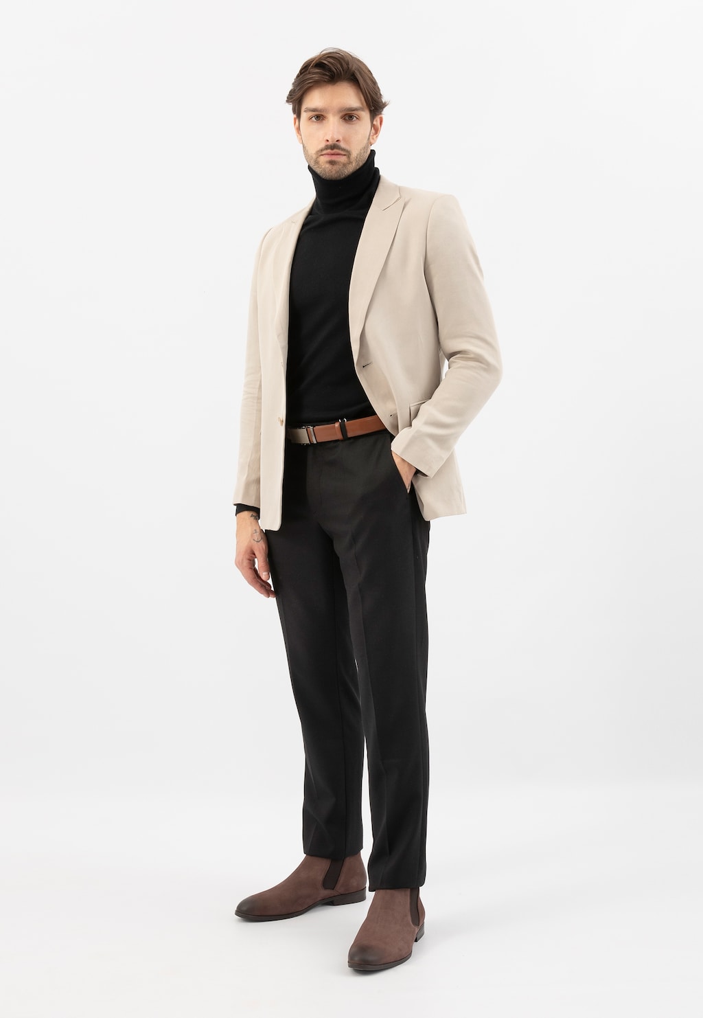 Hnědé chelsea boty s černou gumou a ošoupaným vzhledem 20041-22 Widok 1