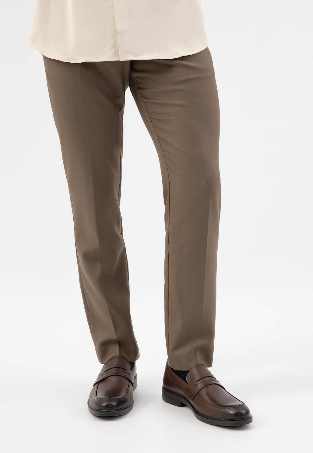 Hnedé pánske kožené mokasíny 10231-52 Widok 8