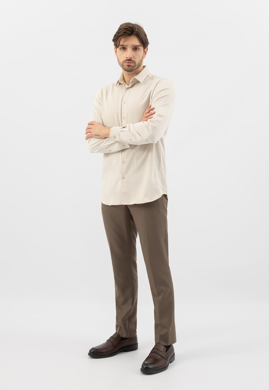 Hnedé pánske kožené mokasíny 10231-52 Widok 1