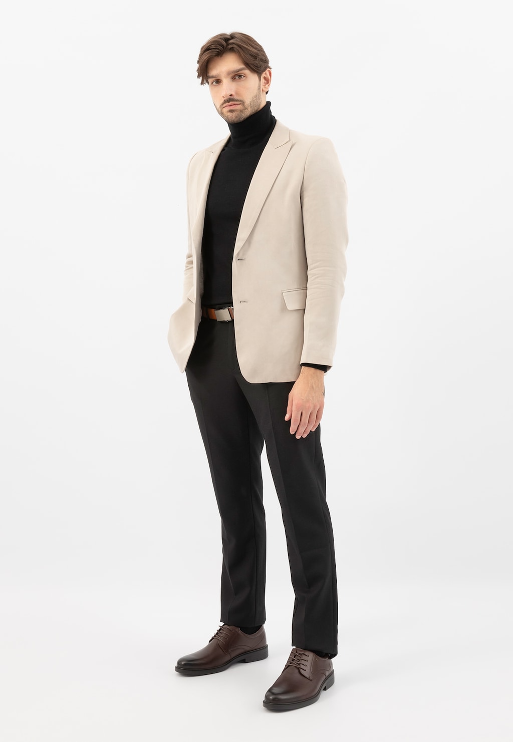 Hnědé pánské společenské polobotky z hladké kůže 10175-52 Widok 8