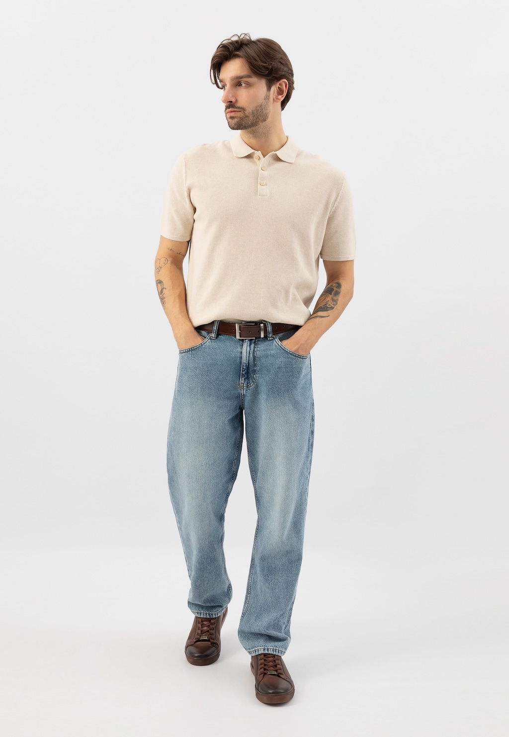 Hnedé pánske tenisky so zaujímavým reliéfom 10169-52 Widok 8