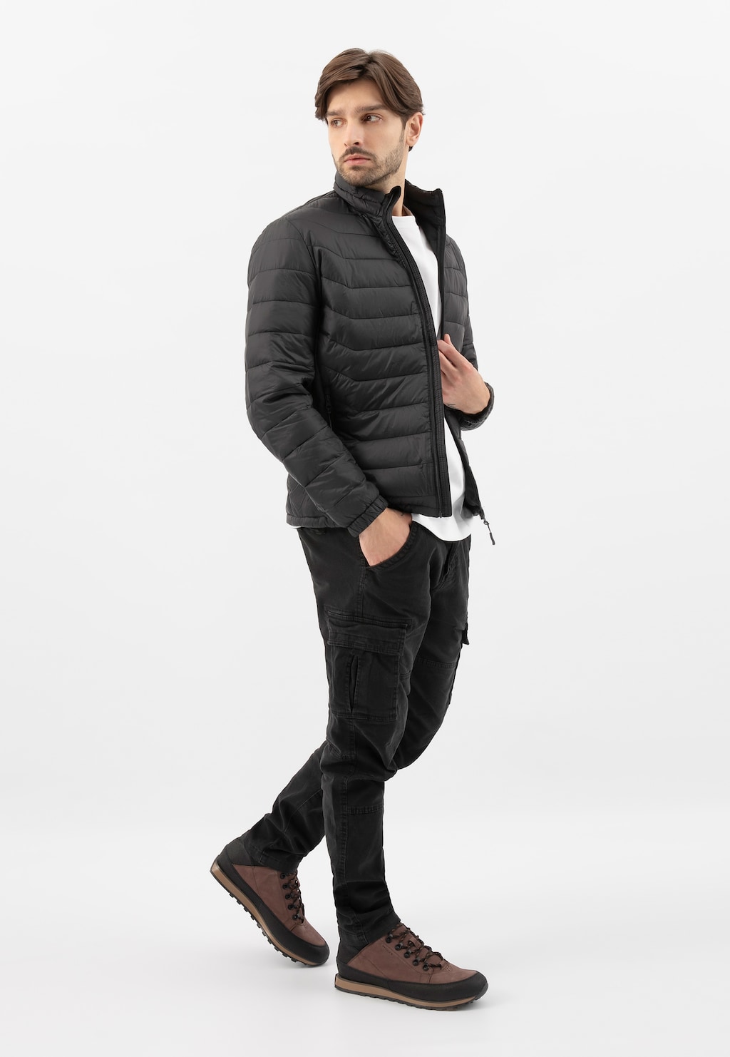 Hnedo-čierne pánske vysoké trekkingové topánky s izolačnou vrstvou 9181-72 Widok 9