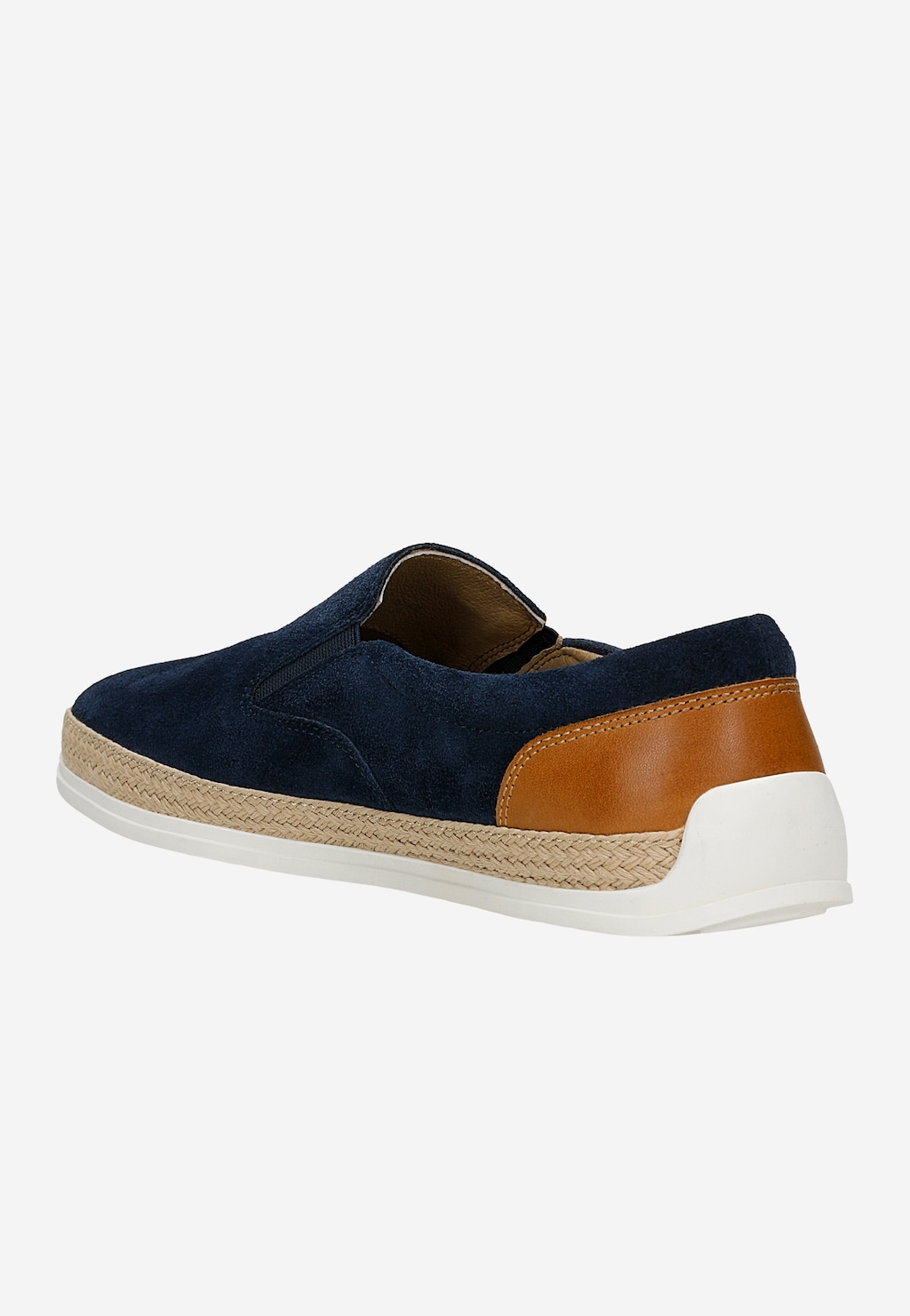 Tmavě modré pánské nazouváky s hnědým detailem z lícové kůže 10258-76 Widok 3