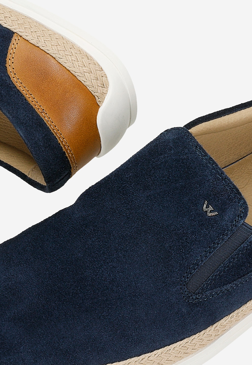 Tmavě modré pánské nazouváky s hnědým detailem z lícové kůže 10258-76 Widok 6