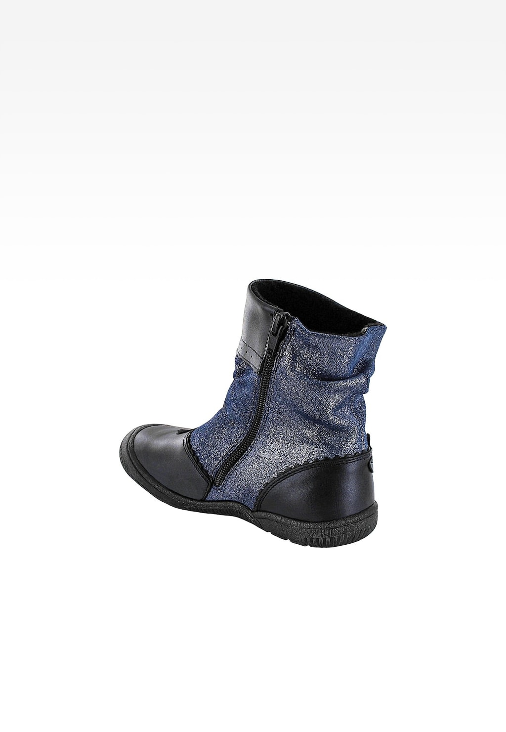 Modro-černé kotníkové boty pro dívky z lesklé kůže T-87879/00D Widok 4