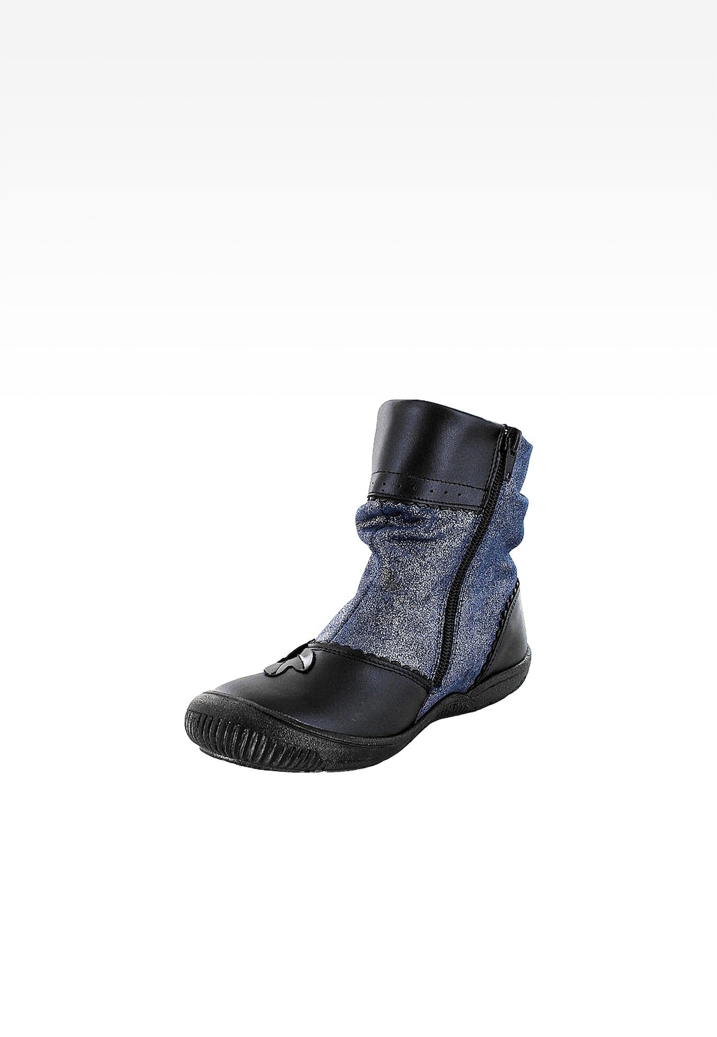 Modro-černé kotníkové boty pro dívky z lesklé kůže T-87879/00D Widok 3