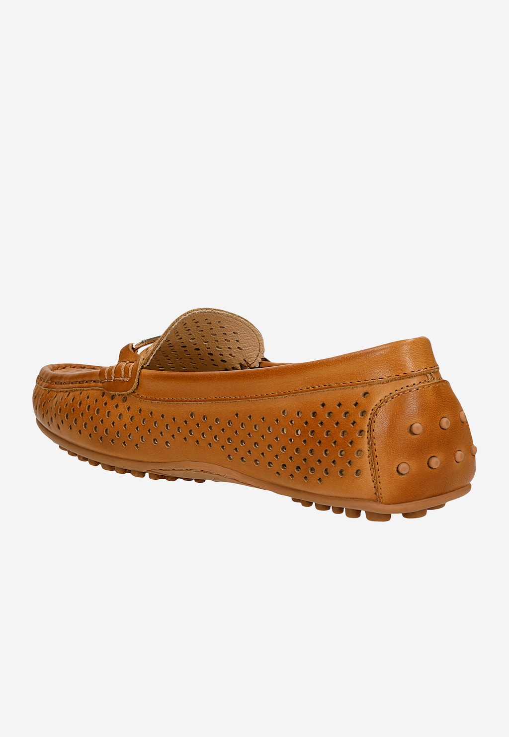 Svetlohnedé kožené mokasíny s ažúrovým vzorom 46326-53 Widok 3