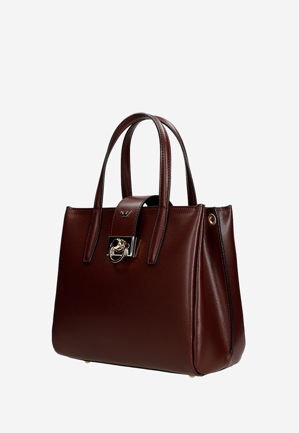 Bordowy skórzany kuferek Wojas model 80404-55 z charakterystycznym złotym zapięciem i podwójnymi uchwytami, idealny na co dzień lub specjalne okazje.