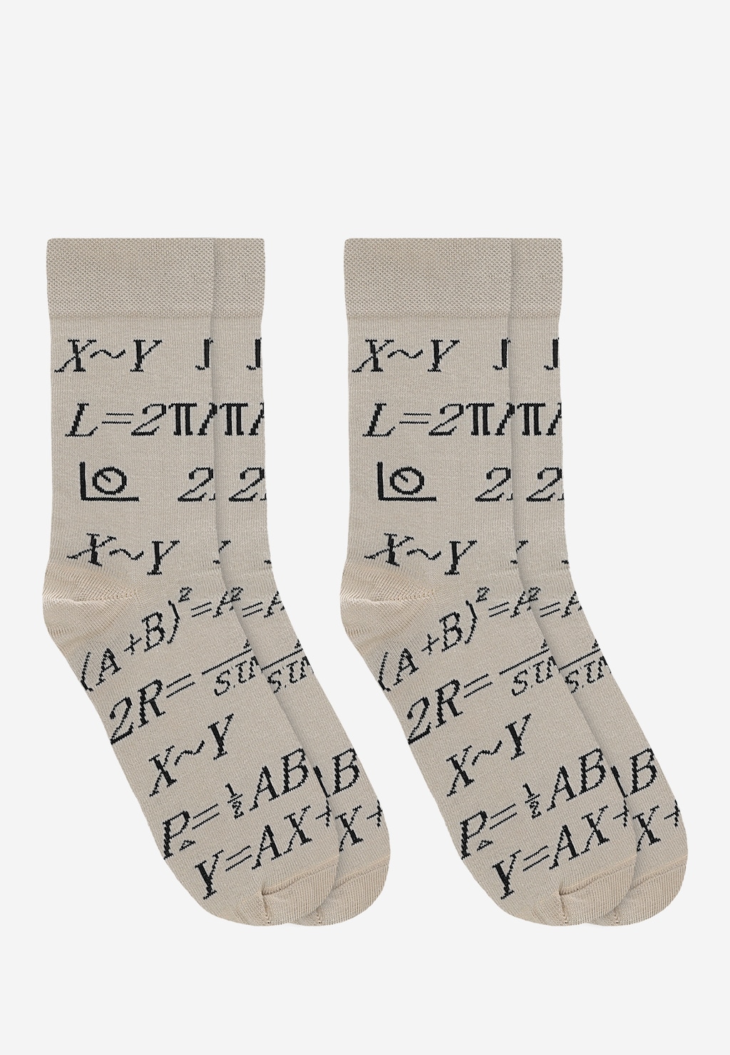 Béžové ponožky s matematickými vzory 97066-84 Widok 1