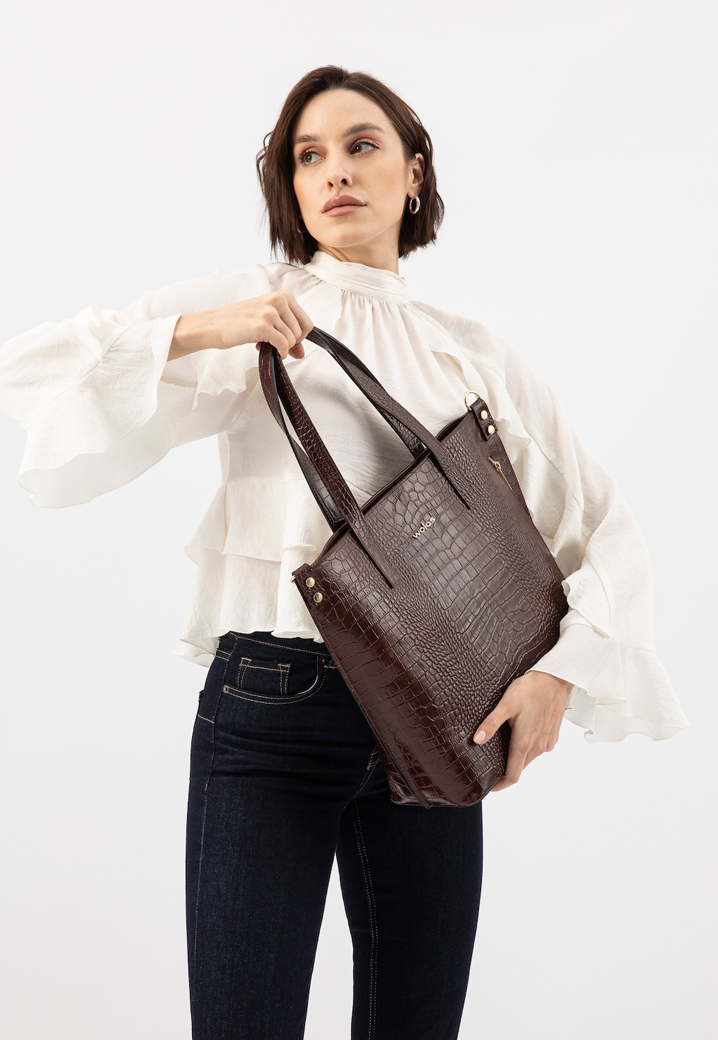 Tmavohnedá kožená dámska kabelka 80372-52 Widok 10