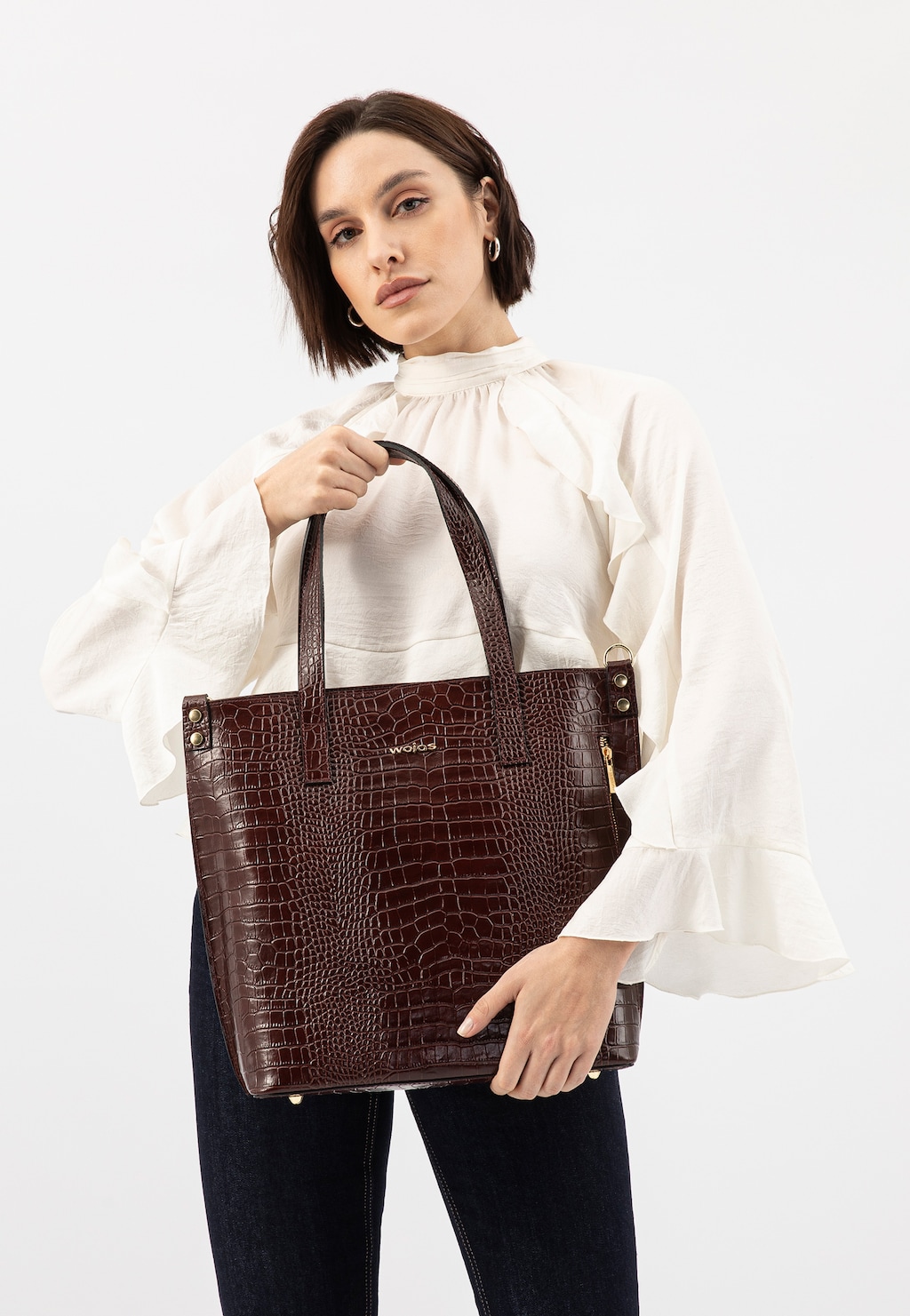 Tmavohnedá kožená dámska kabelka 80372-52 Widok 1