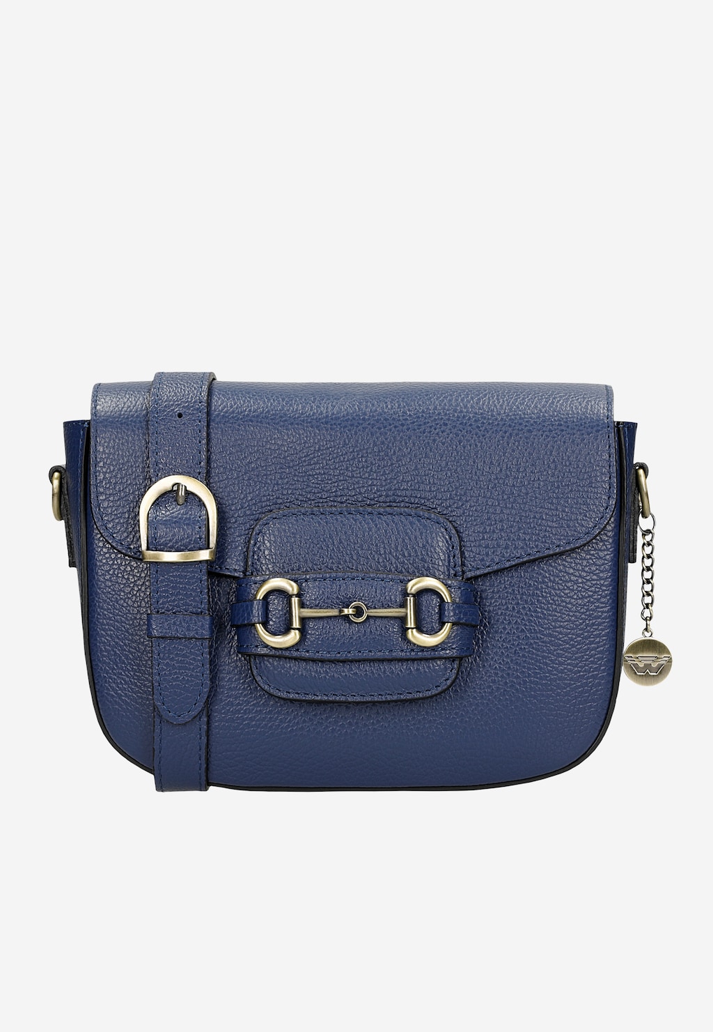 Tmavomodrá dámska kožená kabelka so zlatými detailmi 80350-56 Widok 2