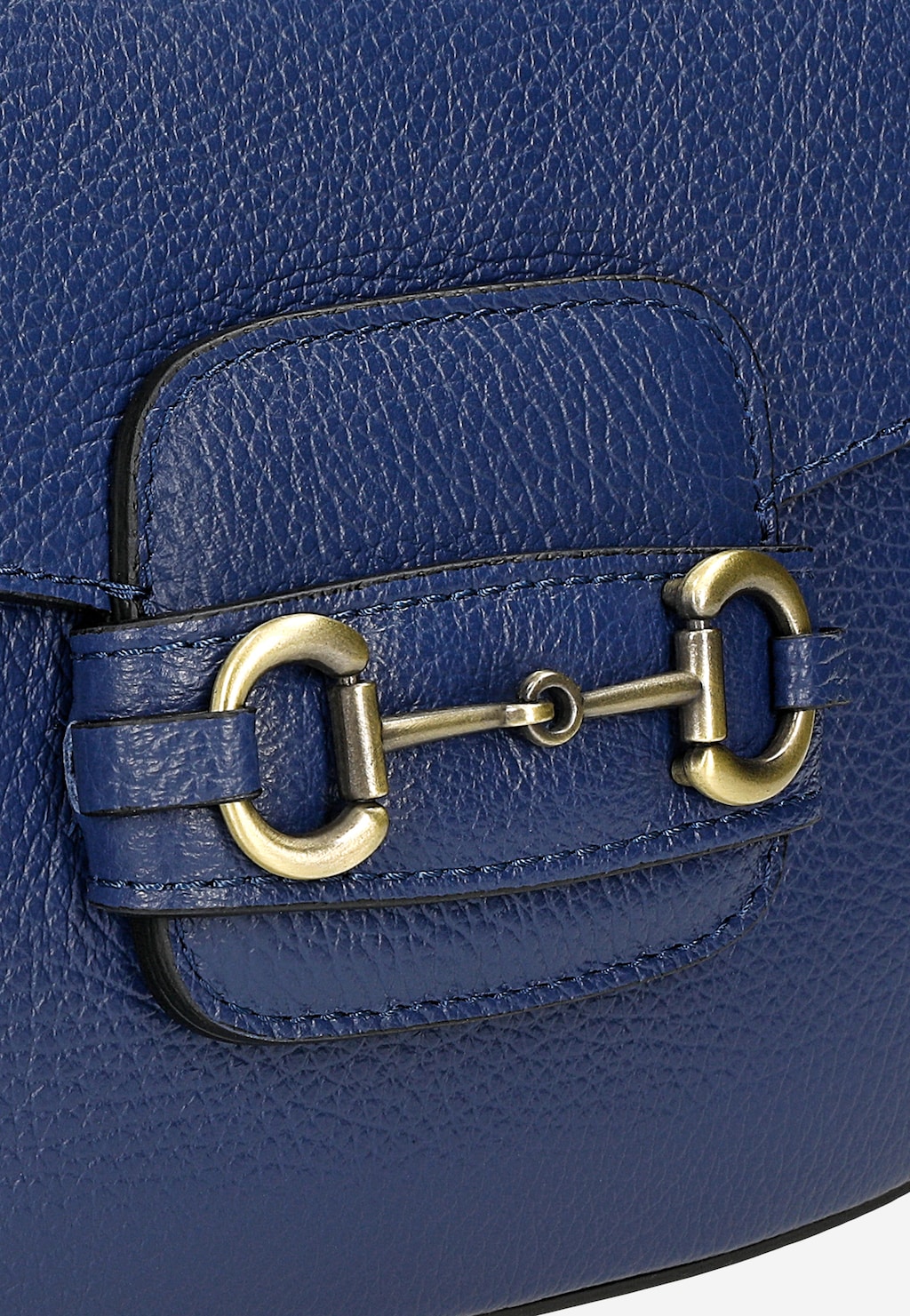 Tmavomodrá dámska kožená kabelka so zlatými detailmi 80350-56 Widok 7