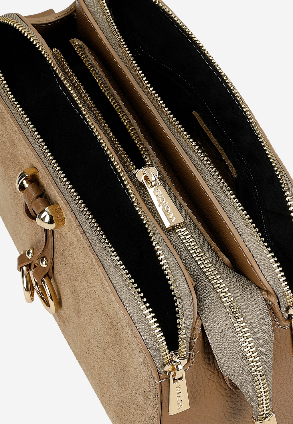 Ciemnobeżowa torebka damska ze złotą ozdobą 80310-74 Widok 6