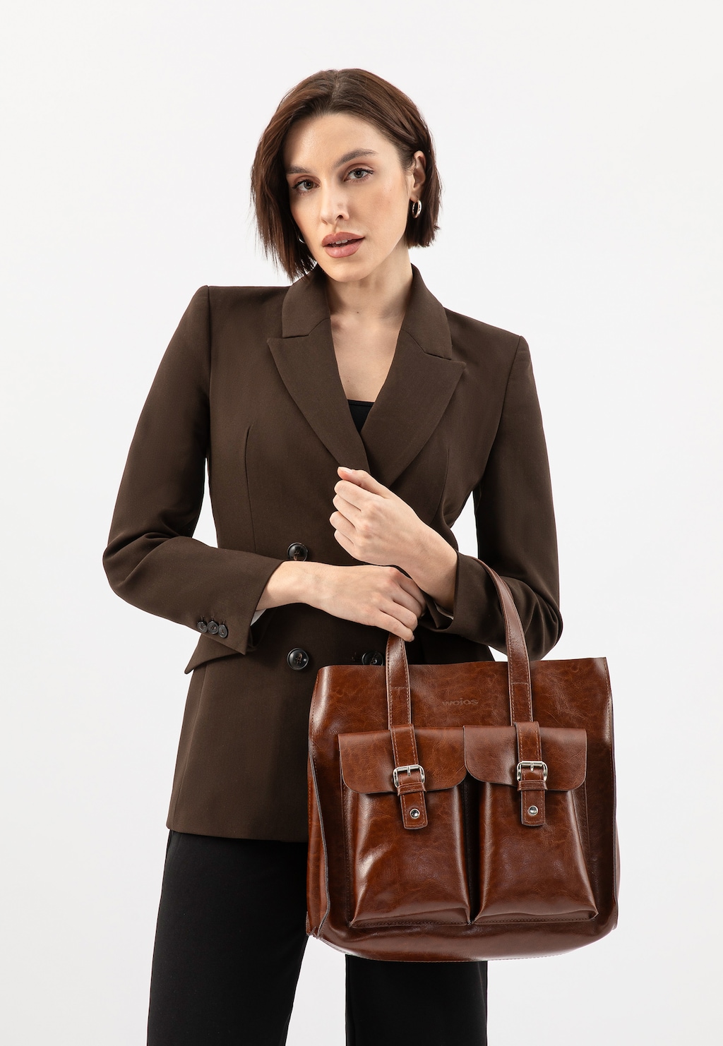 Veľká hnedá dámska kabelka s vonkajšími vreckami 80245-52 Widok 8