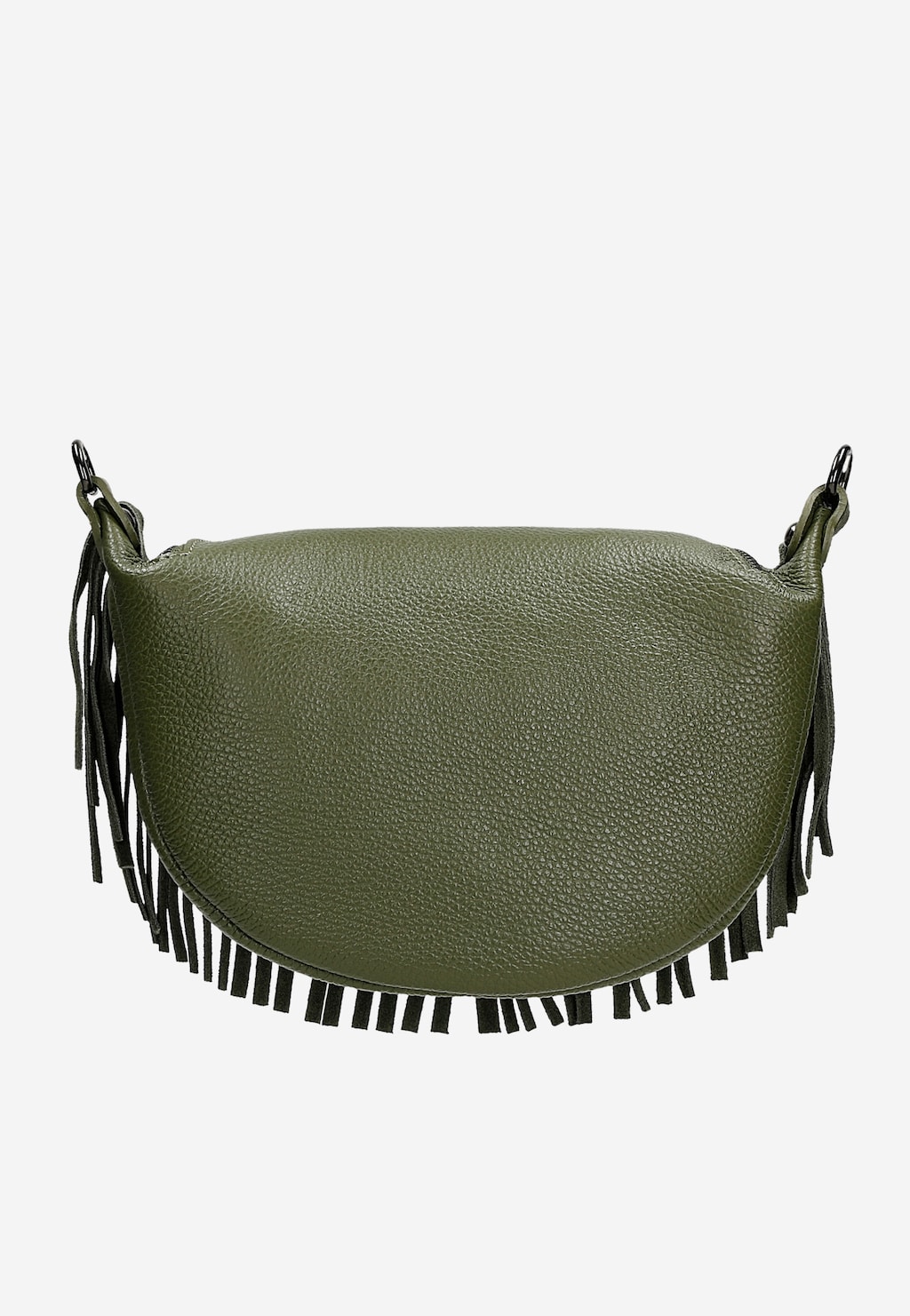 Zelená dámska kožená ľadvinka so strapcami  80089-77 Widok 4