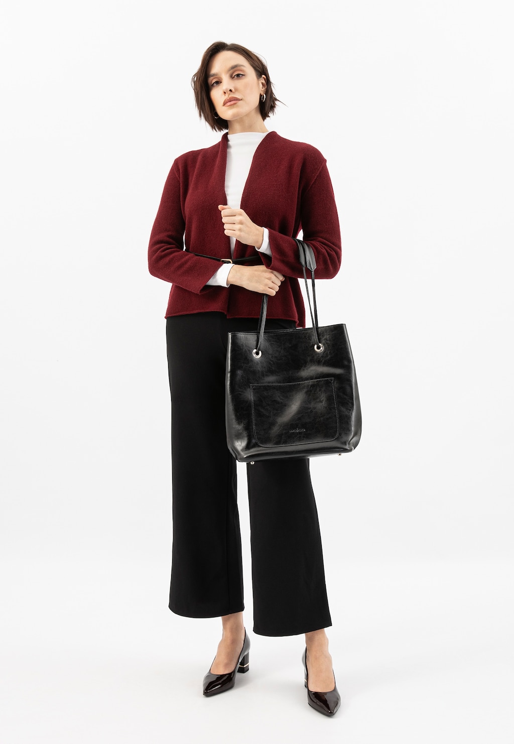 Kožená dámska kabelka čierna praktická na každý deň  80019-51 Widok 7