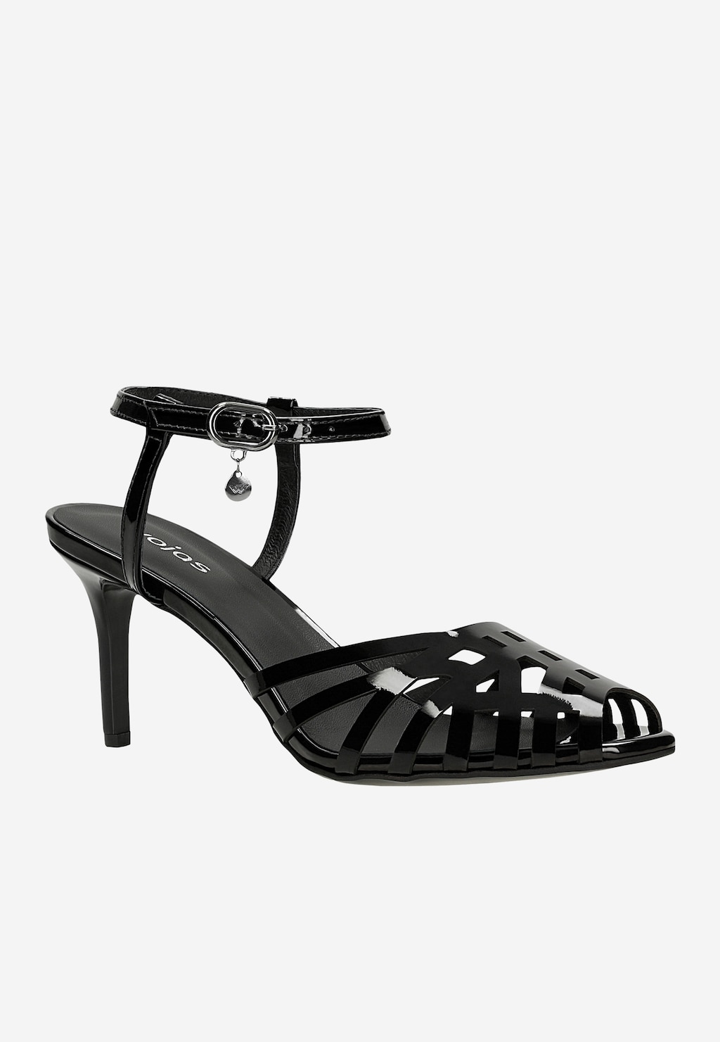 Čierne lakované dámske sandále s uzatvorenou špičkou 76192-31 Widok 3