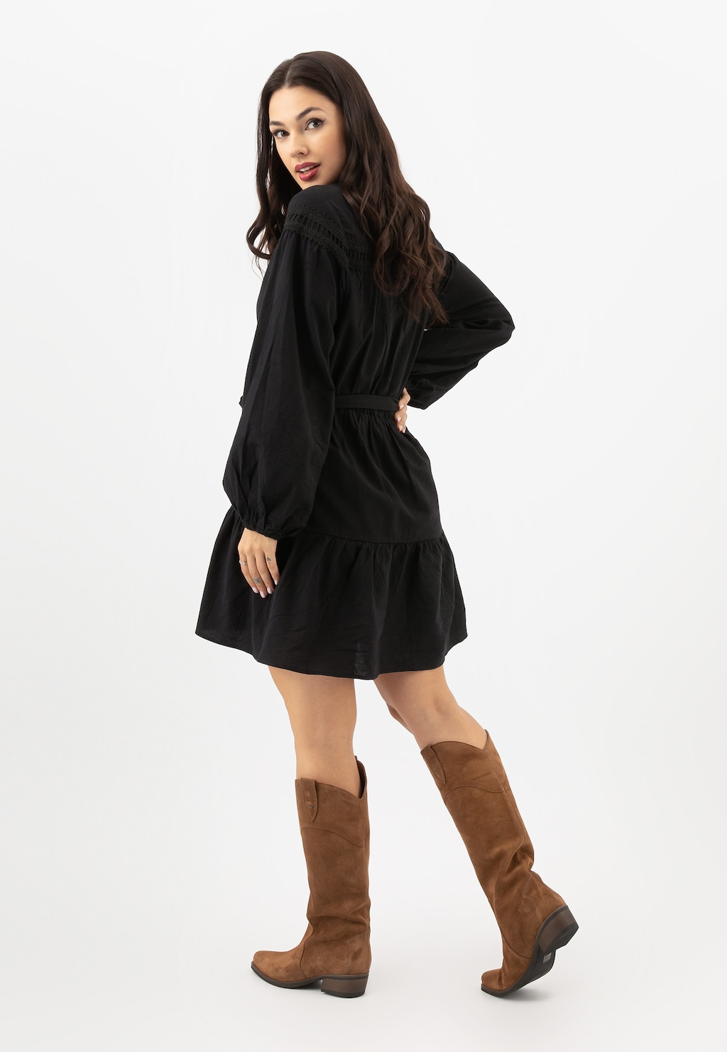 Hnedé kožené kozačky dámske na chladné jesenné dni 71039-63 Widok 7