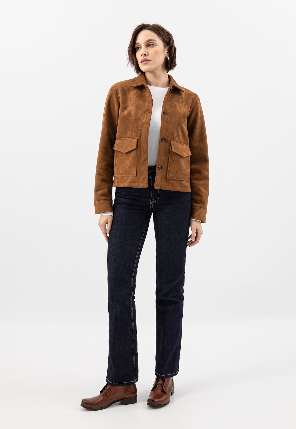 Svetlohnedé dámske šnurovacie čižmy 64078-53 Widok 8