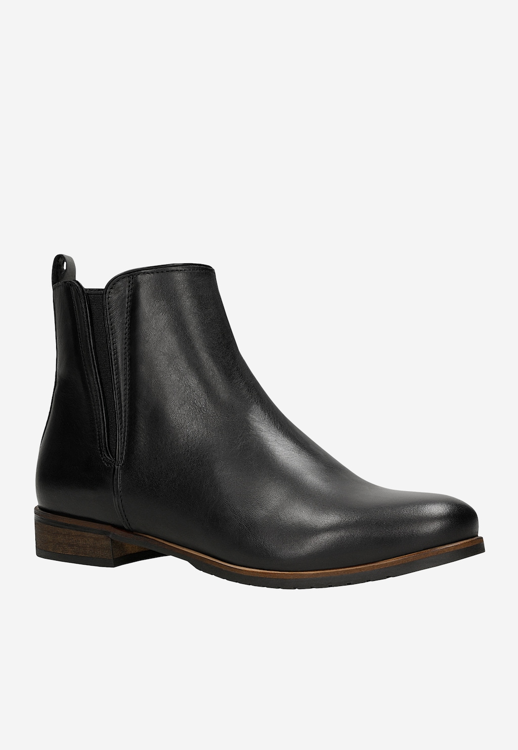 Černé kožené kotníkové boty s elastickou gumou 55287-51 Widok 3