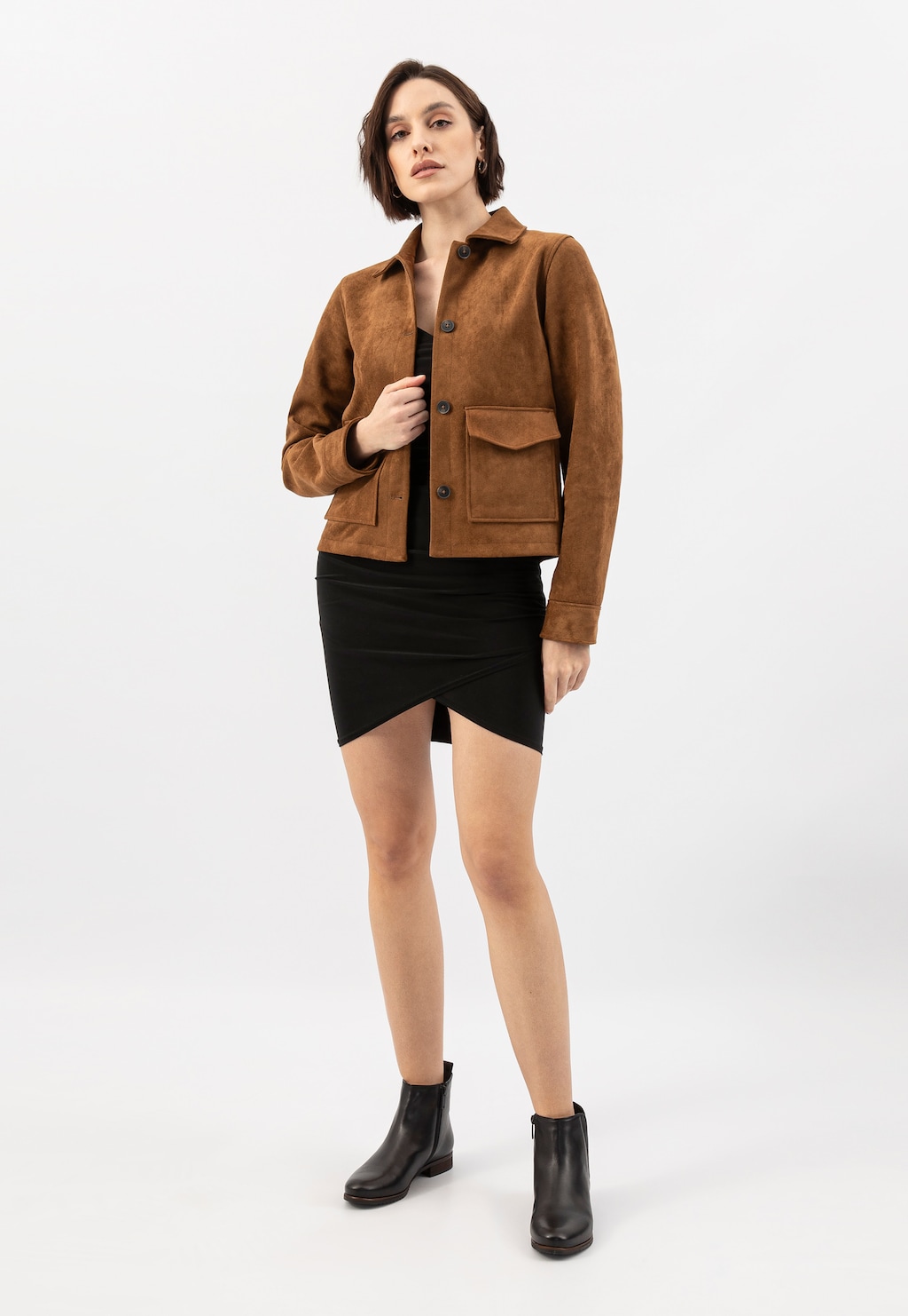 Černé kožené kotníkové boty s elastickou gumou 55287-51 Widok 9