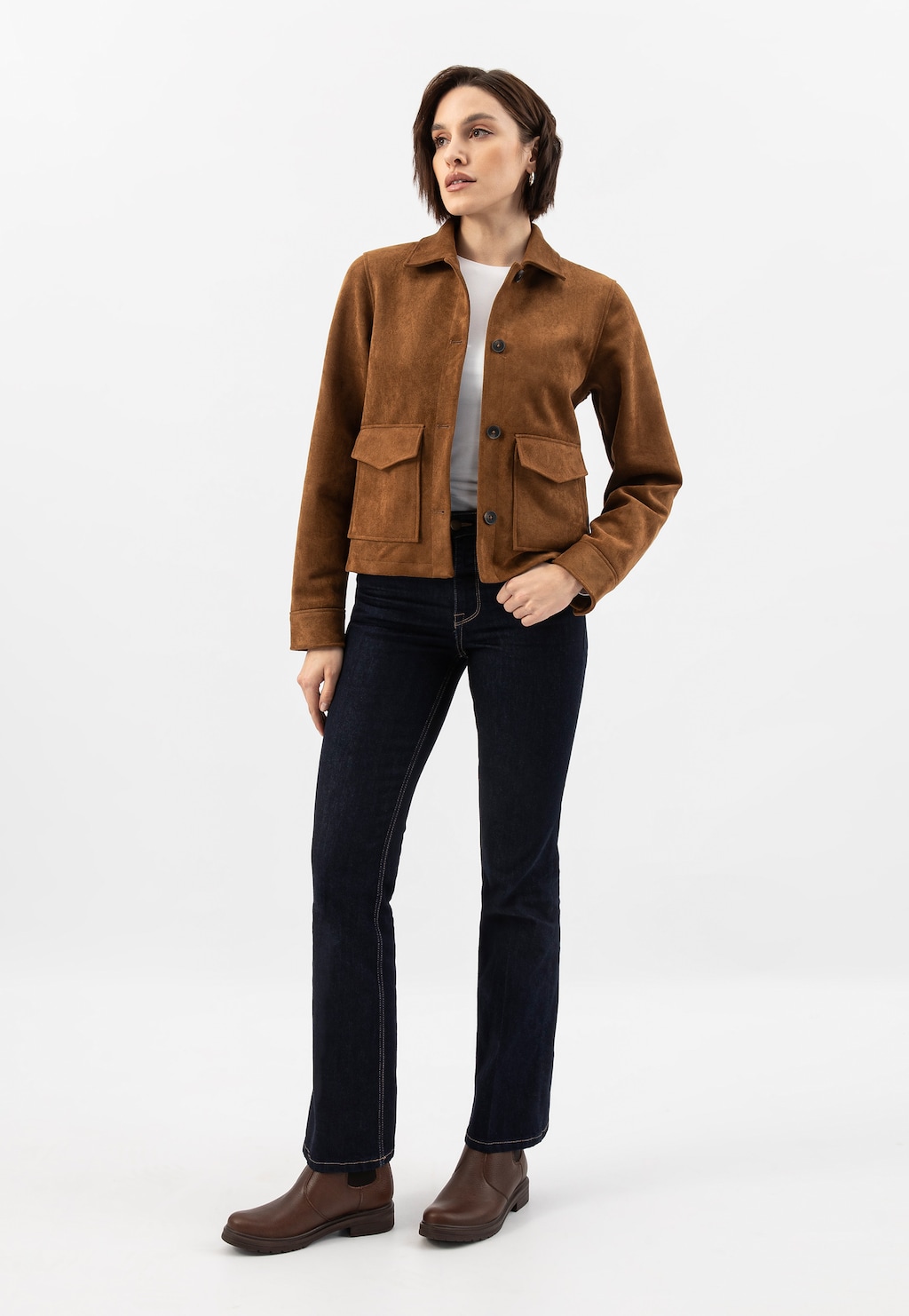 Hnědé zateplené dámské chelsea boty z hladké kůže 55089-52 Widok 9