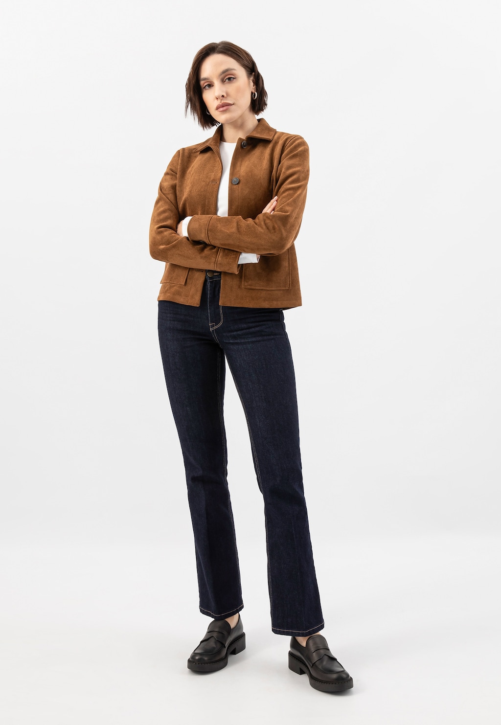 Černé dámské mokasíny na vyšší podrážce 46186-51 Widok 1