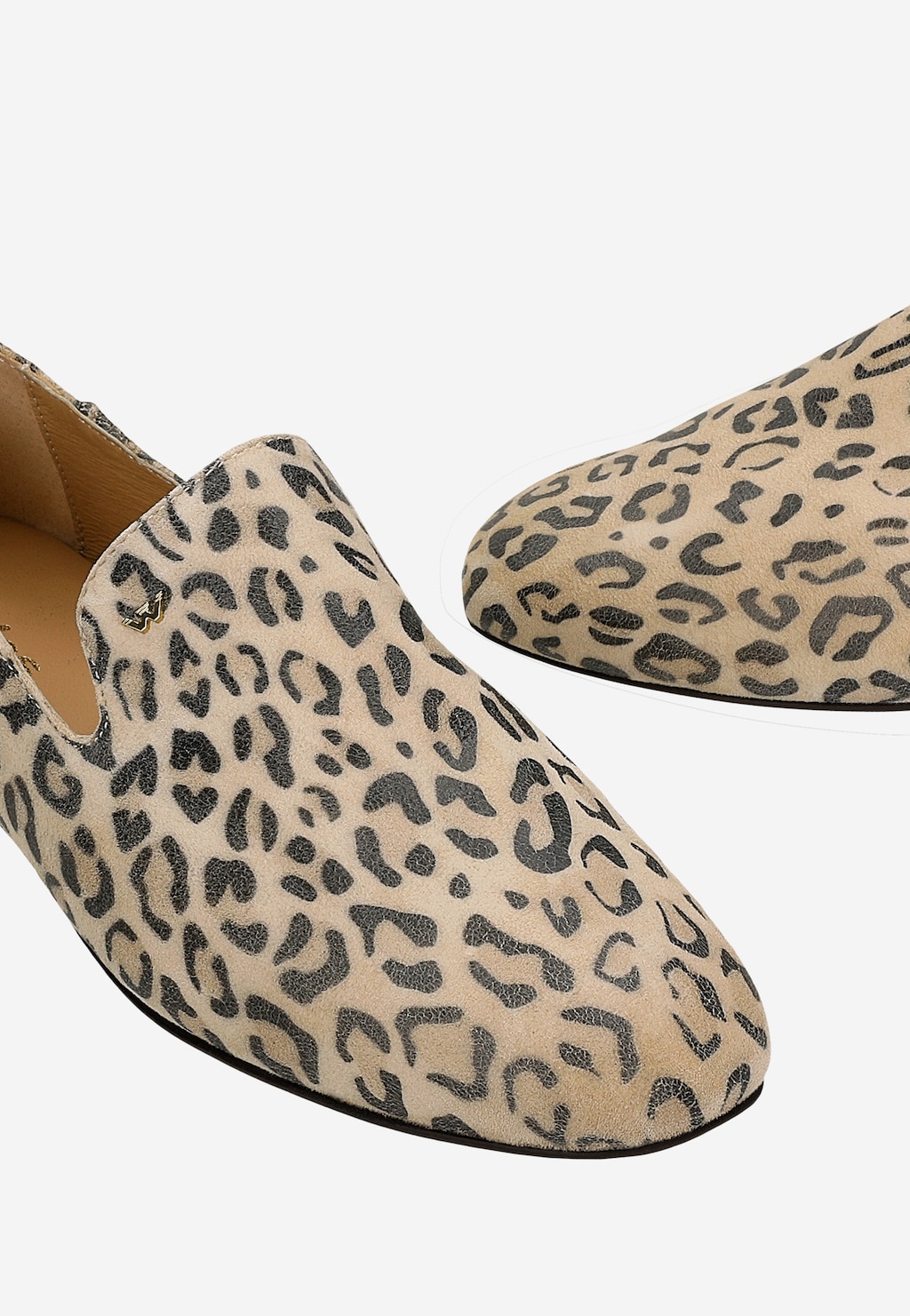 Béžové lodičky s leopardím vzorom z velúrovej kože 45011-60 Widok 7