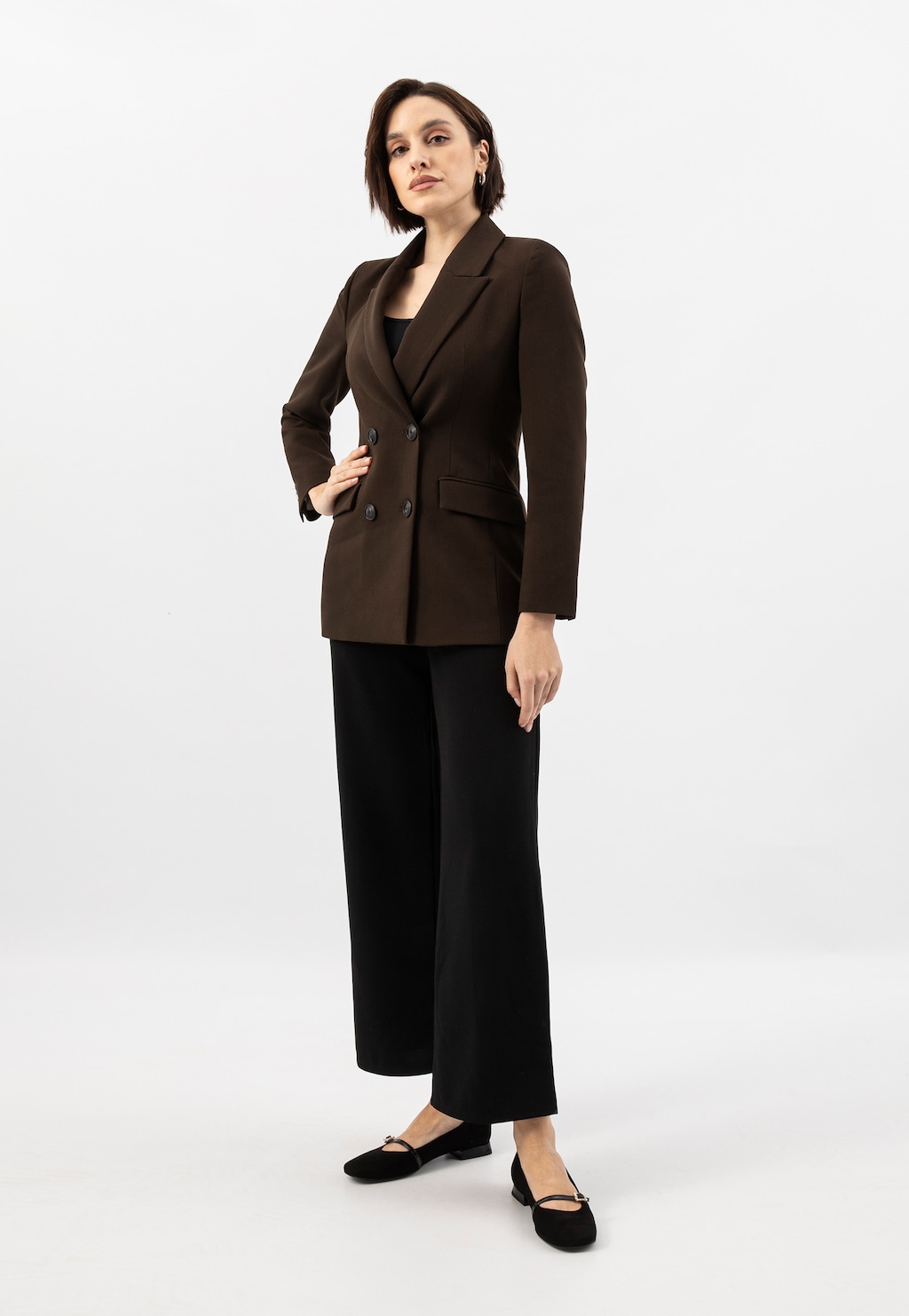 Černé baleríny s lakovaným páskem přes nárt 44051-71 Widok 1