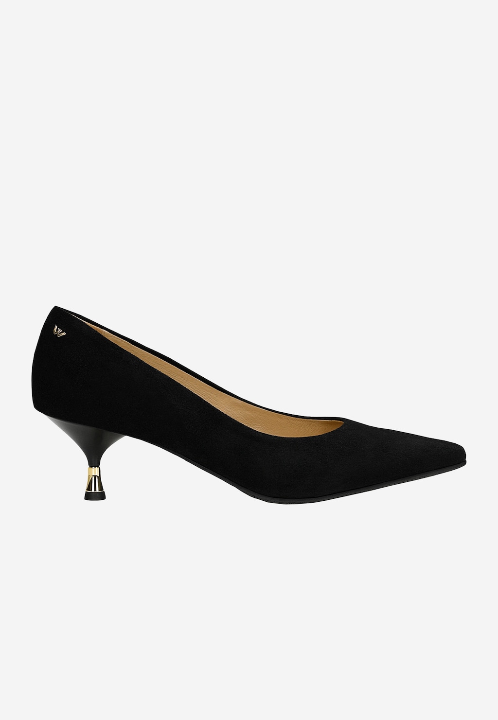 Čierne lodičky s nízkym podpätkom so špicatou špičkou 35167-61 Widok 2